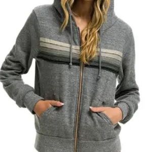 Aviator nation 5 stripe heather gray hoodie